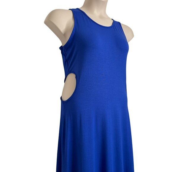 See You Monday Los Angeles Blue Cut Out Midi Dress Sleeveless Size XL Stretchy N - Picture 2 of 11